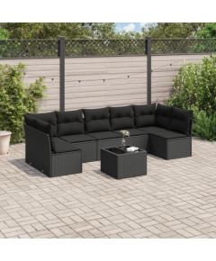 vidaXL 8-częściowy zestaw wypoczynkowy do ogrodu, z poduszkami, czarny Dārza mēbeļu komplekti