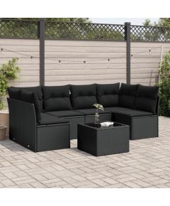 vidaXL 7-częściowy zestaw wypoczynkowy do ogrodu, z poduszkami, czarny Dārza mēbeļu komplekti