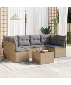 vidaXL 7-częściowy zestaw wypoczynkowy do ogrodu, z poduszkami, beżowy Dārza mēbeļu komplekti