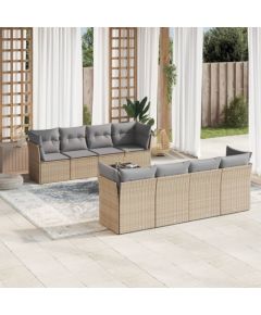 vidaXL 9-częściowy zestaw mebli ogrodowych z poduszkami, beżowy, polirattan Dārza mēbeļu komplekti