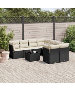 vidaXL 9-częściowy zestaw wypoczynkowy do ogrodu, z poduszkami, czarny Dārza mēbeļu komplekti