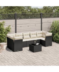 vidaXL 8-częściowy zestaw wypoczynkowy do ogrodu, z poduszkami, czarny Dārza mēbeļu komplekti