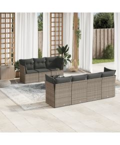 vidaXL 8-częściowy zestaw mebli ogrodowych z poduszkami, szary, polirattan Dārza mēbeļu komplekti