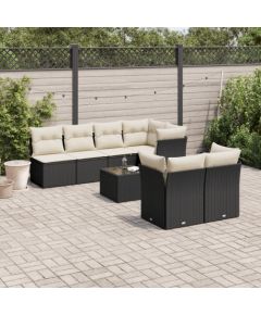 vidaXL 8-częściowy zestaw wypoczynkowy do ogrodu, z poduszkami, czarny Dārza mēbeļu komplekti