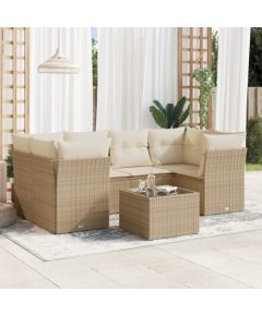 vidaXL 7-częściowy zestaw wypoczynkowy do ogrodu, z poduszkami, beżowy Dārza mēbeļu komplekti