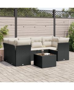 vidaXL 7-częściowy zestaw wypoczynkowy do ogrodu, z poduszkami, czarny Dārza mēbeļu komplekti