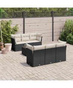 vidaXL 7-częściowy zestaw wypoczynkowy do ogrodu, z poduszkami, czarny Dārza mēbeļu komplekti