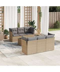 vidaXL 7-częściowy zestaw wypoczynkowy do ogrodu, z poduszkami, beżowy Dārza mēbeļu komplekti