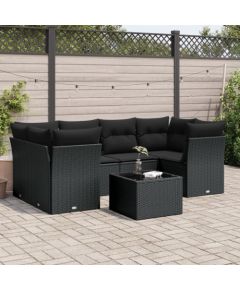 vidaXL 7-częściowy zestaw wypoczynkowy do ogrodu, z poduszkami, czarny Dārza mēbeļu komplekti