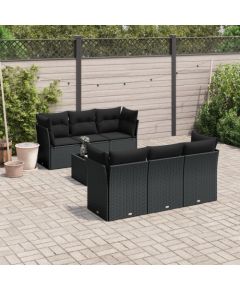 vidaXL 7-częściowy zestaw wypoczynkowy do ogrodu, z poduszkami, czarny Dārza mēbeļu komplekti