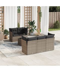 vidaXL 6-częsciowy zestaw mebli ogrodowych z poduszkami, szary, polirattan Dārza mēbeļu komplekti