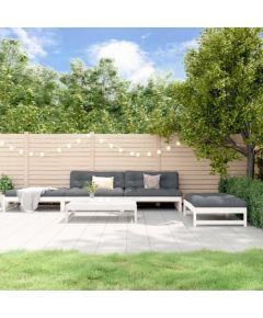 vidaXL 5-częściowy zestaw mebli ogrodowych, biały, lite drewno sosnowe Dārza mēbeļu komplekti