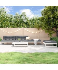 vidaXL 5-częściowy zestaw mebli ogrodowych, biały, lite drewno sosnowe Dārza mēbeļu komplekti