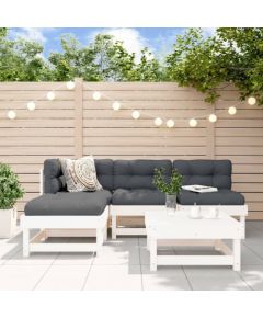 vidaXL 5-częściowy zestaw mebli ogrodowych, biały, lite drewno sosnowe Dārza mēbeļu komplekti