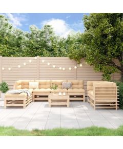 vidaXL 9-częściowy zestaw mebli wypoczynkowych, lite drewno sosnowe Dārza mēbeļu komplekti