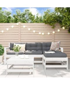 vidaXL 5-częściowy zestaw mebli ogrodowych, biały, lite drewno sosnowe Dārza mēbeļu komplekti