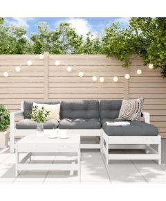 vidaXL 5-częściowy zestaw mebli ogrodowych, biały, lite drewno sosnowe Dārza mēbeļu komplekti