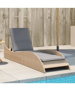 vidaXL Leżanka z poduszką, beżowa, 60x205x73 cm, polirattan Шезлонги и пляжные стулья
