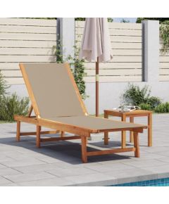 vidaXL Leżak, taupe, lite drewno akacjowe i textilene Шезлонги и пляжные стулья