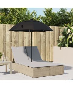 vidaXL Podwójna leżanka z poduszkami i parasolem, beżowa, polirattan Guļamkrēsli un sauļošanās krēsli