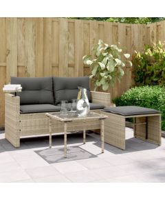 vidaXL 3-cz. zestaw mebli ogrodowych, poduszki, jasnoszary, polirattan Dārza mēbeļu komplekti