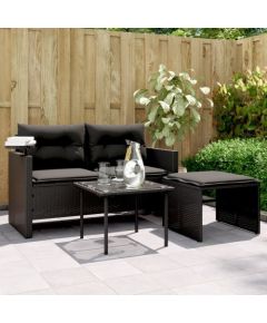 vidaXL 3-cz. zestaw wypoczynkowy do ogrodu, poduszki, czarny rattan PE Dārza mēbeļu komplekti