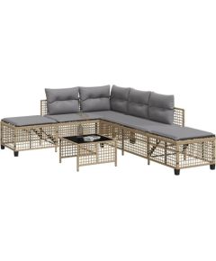 vidaXL 3-cz. narożna sofa ogrodowa z poduszkami, mieszany beż Dārza mēbeļu komplekti