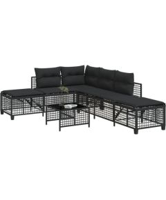 vidaXL 3-cz., narożny zestaw mebli do ogrodu, z poduszkami, czarny Dārza mēbeļu komplekti