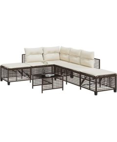 vidaXL 3-cz. narożna sofa ogrodowa z poduszkami, brązowa, polirattan Dārza mēbeļu komplekti