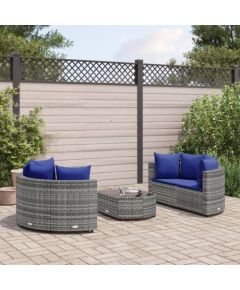 vidaXL 5-cz. zestaw wypoczynkowy do ogrodu, poduszki, szary rattan PE Dārza mēbeļu komplekti