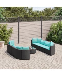 vidaXL 9-cz. zestaw wypoczynkowy do ogrodu, z poduszkami, czarny Dārza mēbeļu komplekti