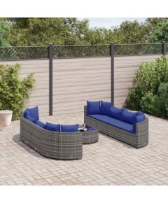 vidaXL 9-cz. zestaw mebli ogrodowych z poduszkami, szary, polirattan Dārza mēbeļu komplekti