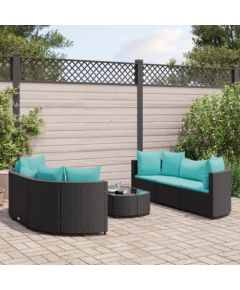 vidaXL 7-cz. zestaw wypoczynkowy do ogrodu, z poduszkami, czarny Dārza mēbeļu komplekti