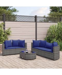 vidaXL 6-cz. zestaw mebli ogrodowych z poduszkami, szary, polirattan Dārza mēbeļu komplekti