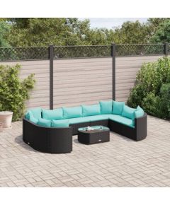 vidaXL 10-cz. zestaw wypoczynkowy do ogrodu, z poduszkami, czarny Dārza mēbeļu komplekti