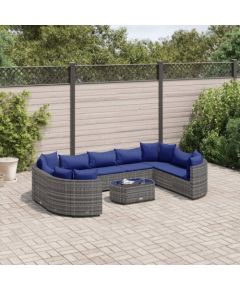 vidaXL 10-cz. zestaw wypoczynkowy do ogrodu, z poduszkami, szary Dārza mēbeļu komplekti