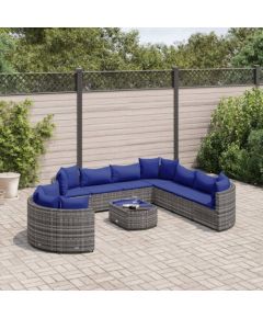 vidaXL 10-cz. zestaw wypoczynkowy do ogrodu, z poduszkami, szary Dārza mēbeļu komplekti