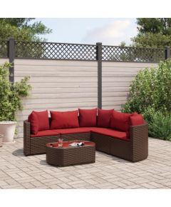 vidaXL 6-cz. zestaw wypoczynkowy do ogrodu, z poduszkami, brązowy Dārza mēbeļu komplekti