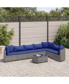 vidaXL 8-cz. zestaw mebli ogrodowych z poduszkami, szary, polirattan Dārza mēbeļu komplekti