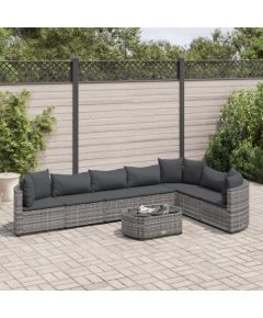 vidaXL 8-cz. zestaw mebli ogrodowych z poduszkami, szary, polirattan Dārza mēbeļu komplekti