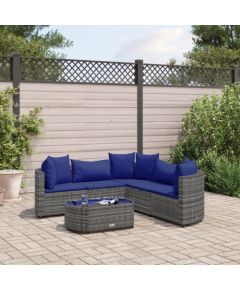 vidaXL 6-cz. zestaw mebli ogrodowych z poduszkami, szary, polirattan Dārza mēbeļu komplekti