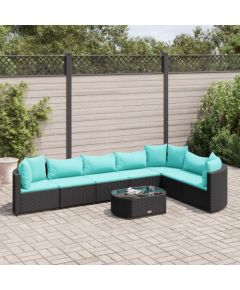 vidaXL 8-cz. zestaw wypoczynkowy do ogrodu, z poduszkami, czarny Dārza mēbeļu komplekti