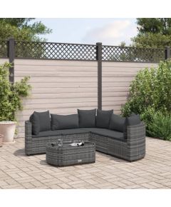 vidaXL 6-cz. zestaw mebli ogrodowych z poduszkami, szary, polirattan Dārza mēbeļu komplekti