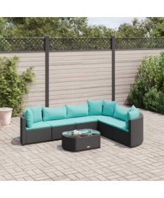 vidaXL 7-cz. zestaw wypoczynkowy do ogrodu, z poduszkami, czarny Dārza mēbeļu komplekti