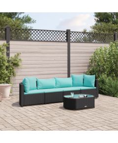 vidaXL 5-cz. zestaw wypoczynkowy do ogrodu, poduszki, czarny rattan PE Dārza mēbeļu komplekti