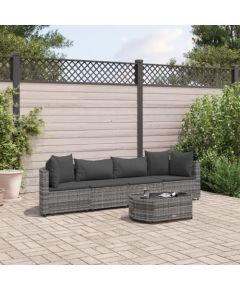 vidaXL 5-cz. zestaw wypoczynkowy do ogrodu, poduszki, szary rattan PE Dārza mēbeļu komplekti