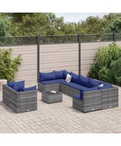 vidaXL 10-cz. zestaw wypoczynkowy do ogrodu, z poduszkami, szary Dārza mēbeļu komplekti