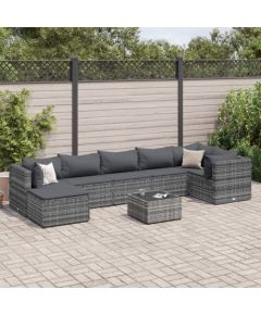 vidaXL 8-cz. zestaw wypoczynkowy do ogrodu, poduszki, rattan PE, szary Dārza mēbeļu komplekti