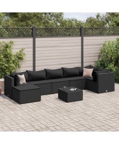 vidaXL 8-cz. zestaw wypoczynkowy do ogrodu, poduszki, czarny rattan PE Dārza mēbeļu komplekti