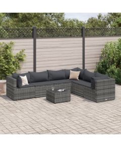 vidaXL 7-cz. zestaw wypoczynkowy do ogrodu, poduszki, szary, rattan PE Dārza mēbeļu komplekti